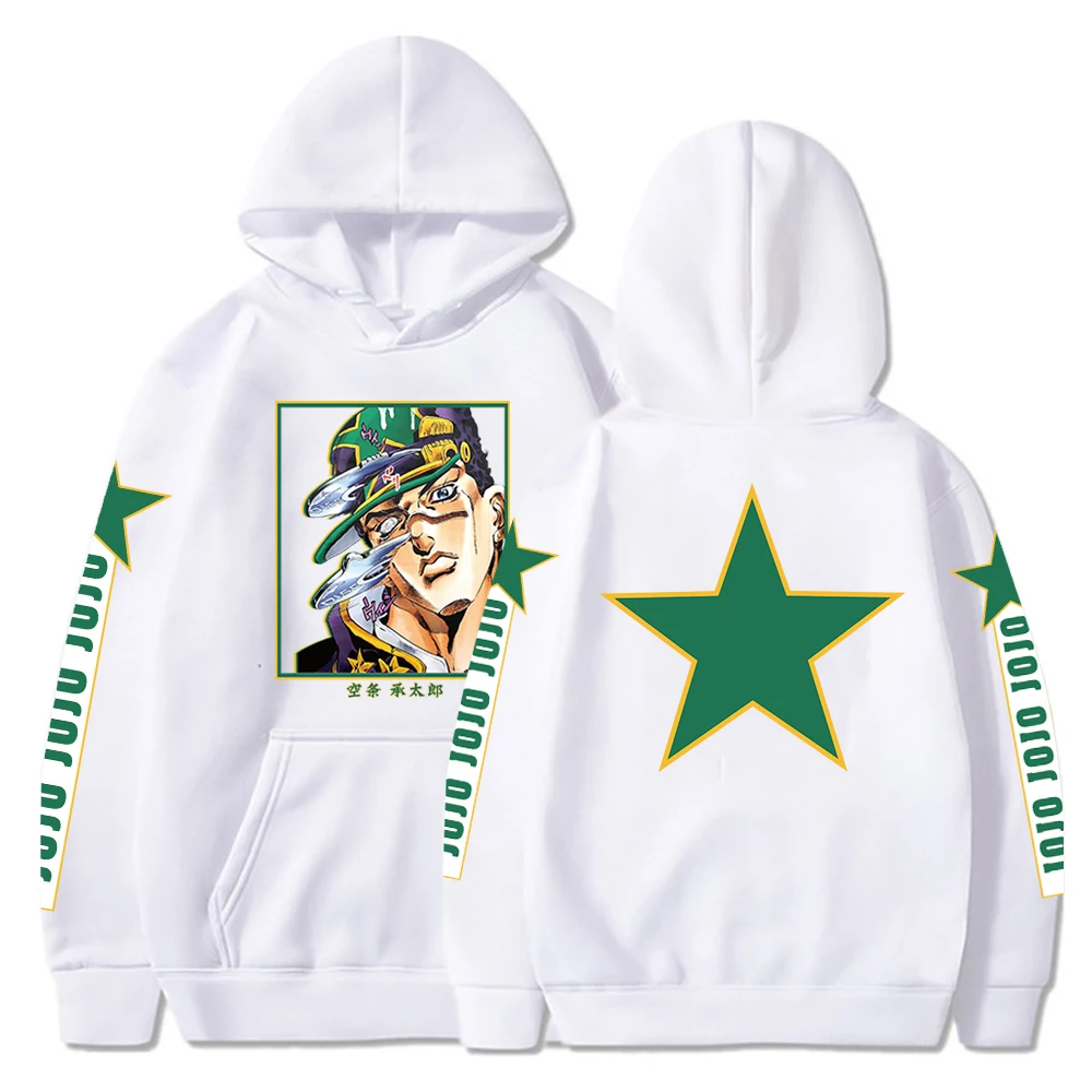 Harajuku Kujo Jotaro اليابان أنيمي جوجو غريب مغامرة هوديس المرأة موضة الهيب هوب المتضخم كم طويل بلوزات الملابس