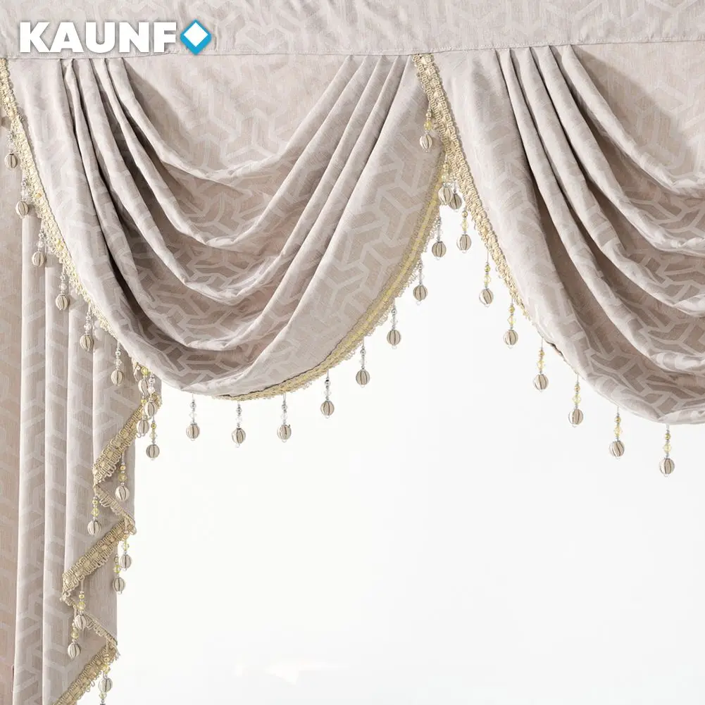 KAUNFO High-end Luxury Window Printed  Curtain Yarn Bedroom Villa Pendant Decoration Curtain Valance