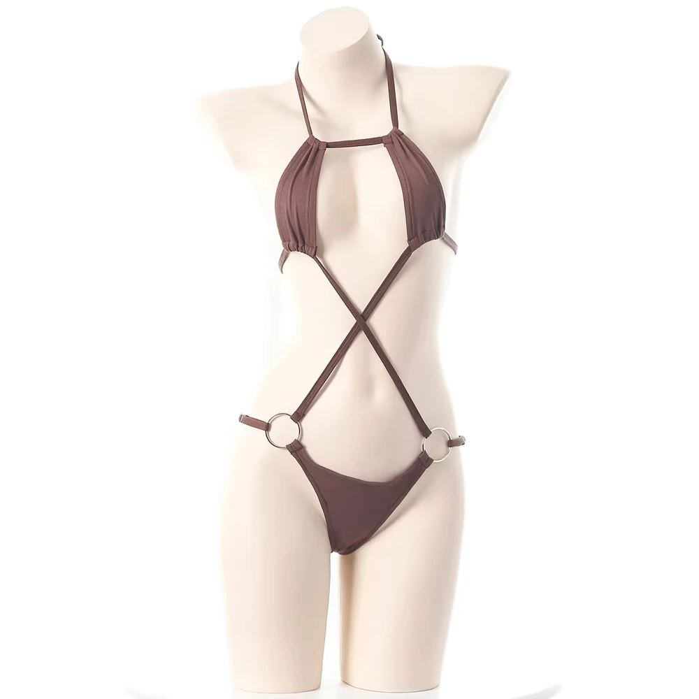 Anime Girl Bikini 2025 Women Solid Color Swimsuit Split Bathing Suit Low Waist Bikinis Sets Beach Swimwear Sexy Lingerie