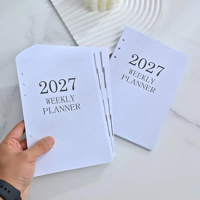 2027 A5 Weekly Planner Refill 64 Sheets 128 Pages Loose Leaf Thin Insert Week On Two Pages Calendar Diary English Ring Binder