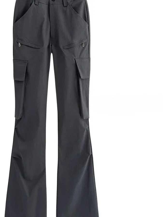 

Новинка 2025 года, свободные широкие повседневные брюки с высокой талией, полиэфирное волокно, без бренда, европейская рабочая одежда, летняя коллекция, женские брюки