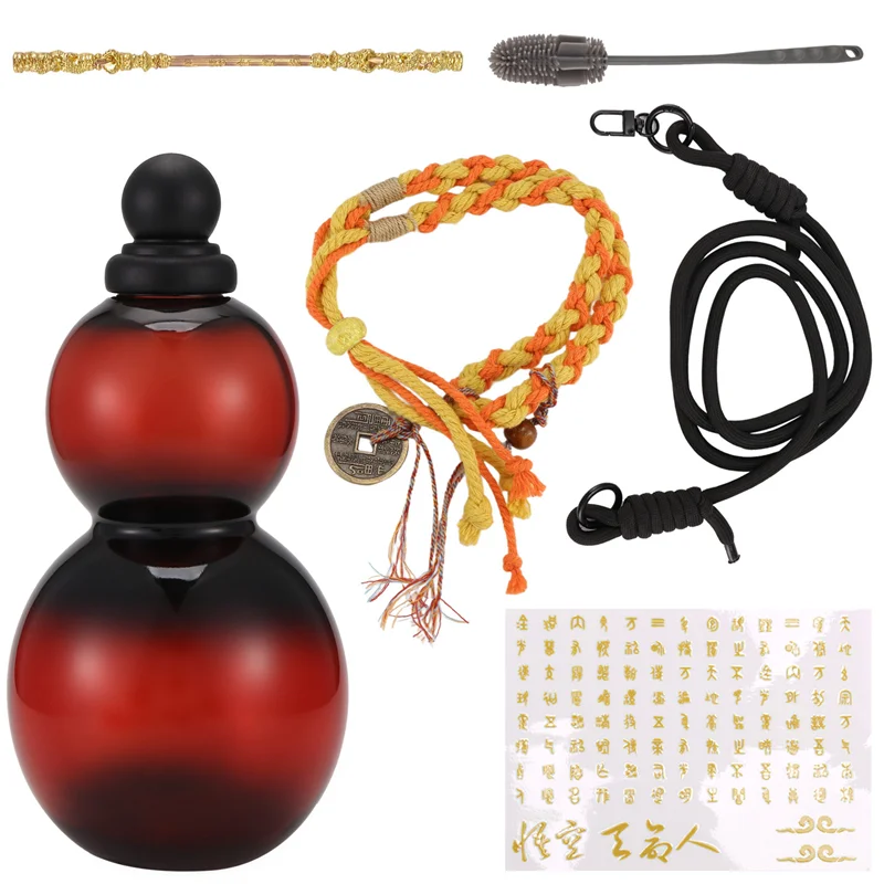 زجاجة مياه القرع (800 مل/27 أونصة) زجاجة القرع سعة كبيرة زجاجة مياه رياضية زجاجة القرع الصينية المستوحاة من الرجعية