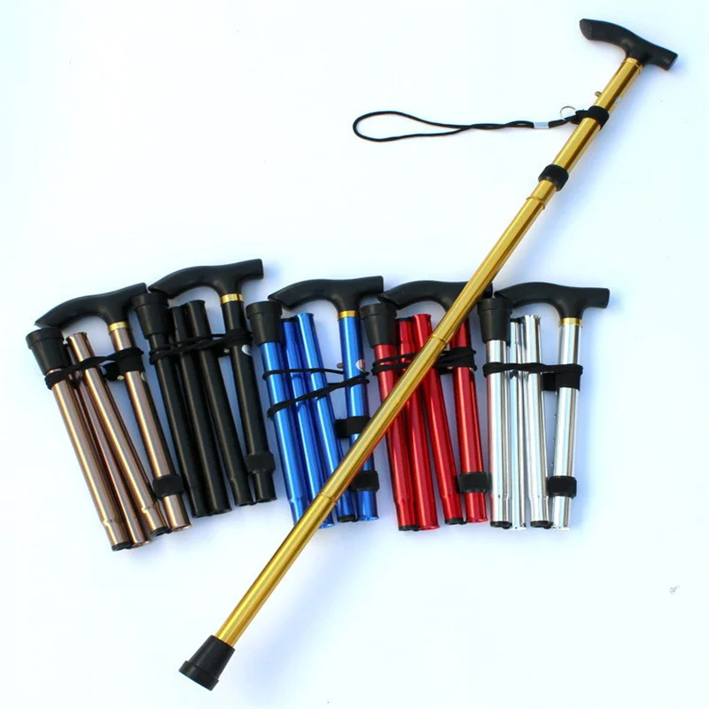 Walking sticks Aluminum Alloy Climbing Cane Four-section Telescopic Folding Climbing and Hiking Cane Trekking Poles Elderly Cane