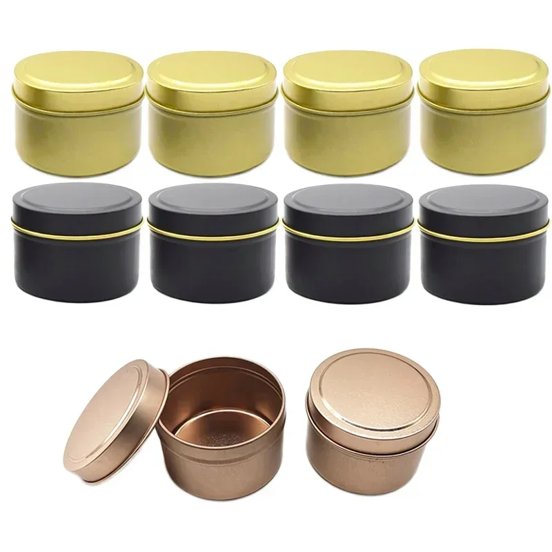 12Pcs 8oz Containers With Lids Round Candle Jars Metal Tin Box Cream Cosmetic Container Jewelry Organizer Kitchen Storage Box