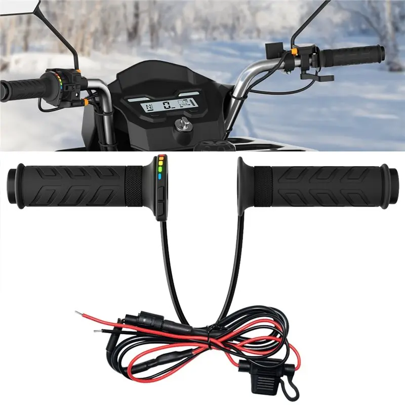 Heating Handle 12V 22Mm Electric Motorcycle Heated Grips, 1 Pair Universal With Adjustable Temperature,For Motorbikes