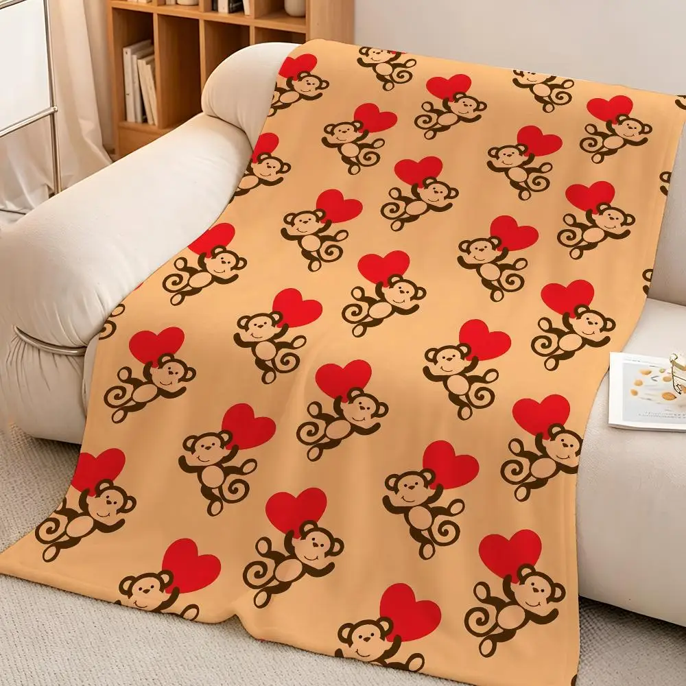 Animal M-Monkey Funny Jungle Cute Wildlife Classic Throw Soft Warm Flannel Blanket Lightweight for Sofa Bed Couch Travel Adults