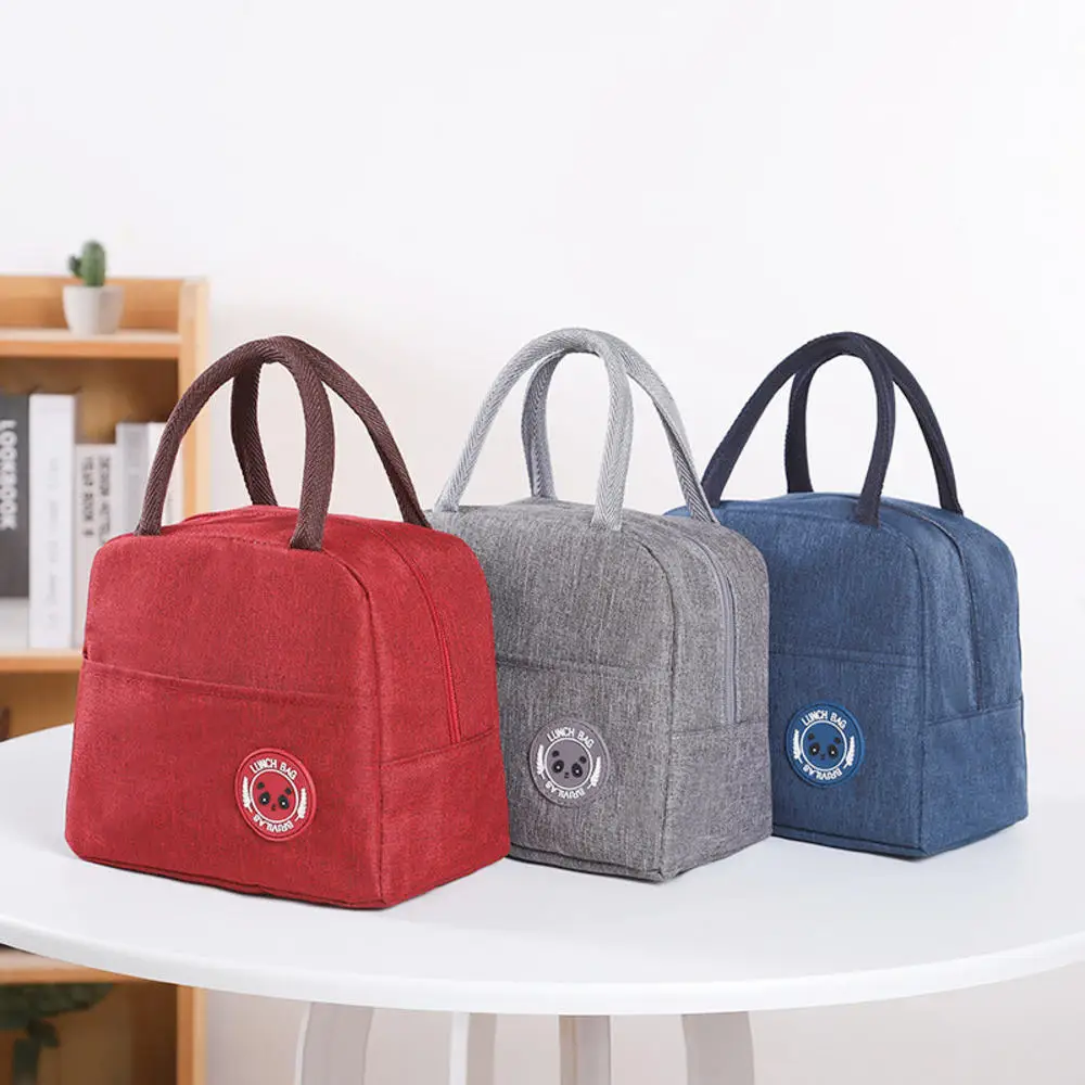 1Pcs Thermal Lunch Dinner Bag Canvas Handbag Picnic Cooler Bag Travel Breakfast Box School Children Convenient Food Tote Bags