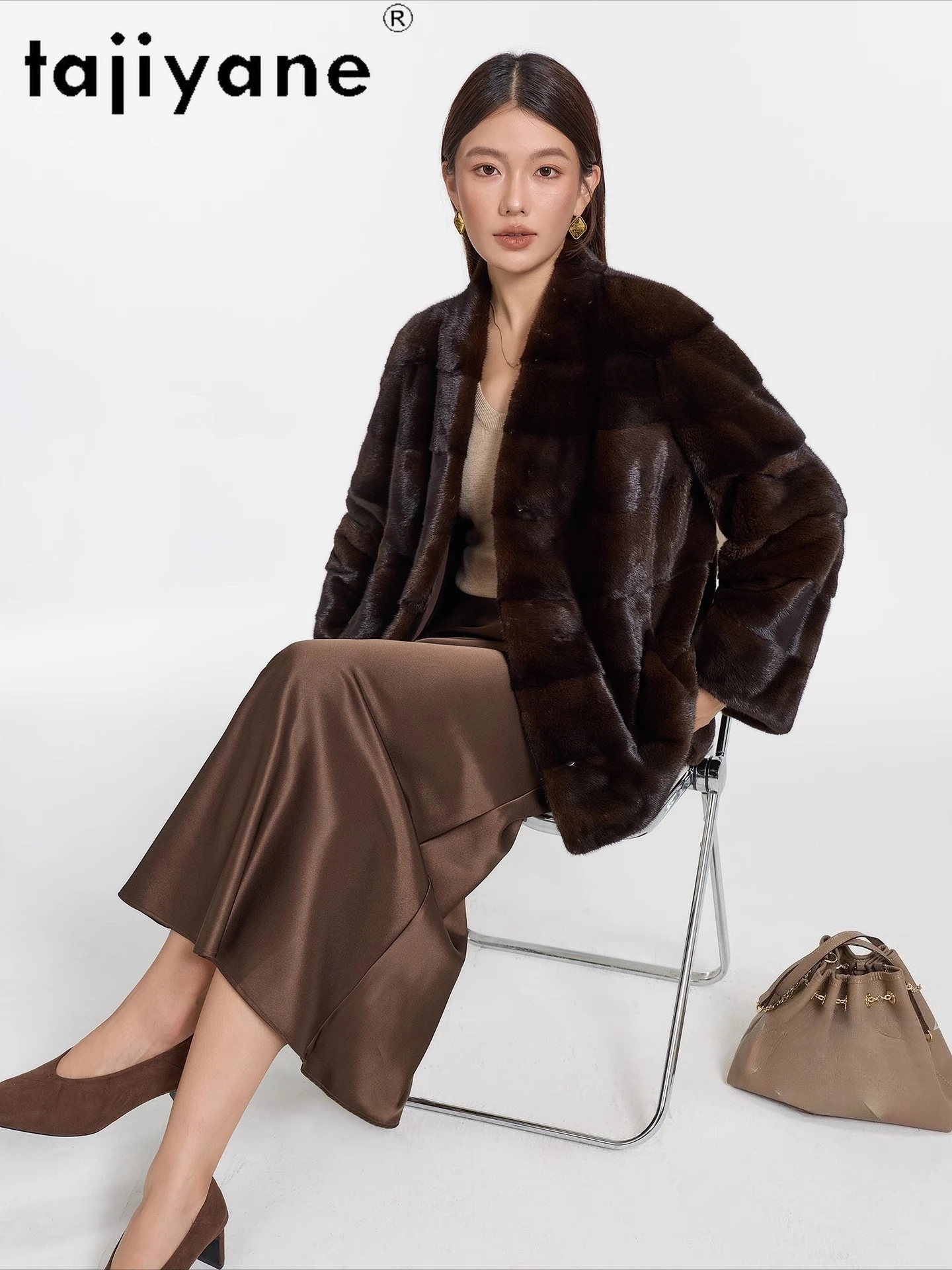 TAJIYANE 100% Natural Mink Fur Coat Woman Stylish Real Fur Jacket High Quality Female Outerwears 2025 Winter Women Clothes шуба