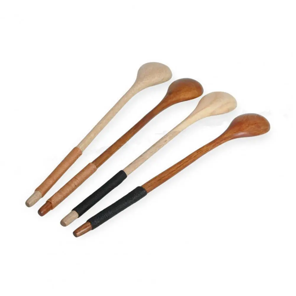 Wooden Spoon Bamboo Soup Teaspoon Wire Wrapped Long Handle Deluxe Wooden Multifunction Stirring Spoon for Kitchen Cooking Tool