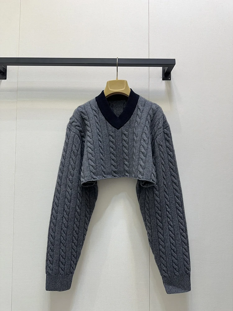 

SVORYXIU Autumn 2025 New Style Women's Casual Style Women's Fashion Cardigan Grey Self-cultivation100%Wool