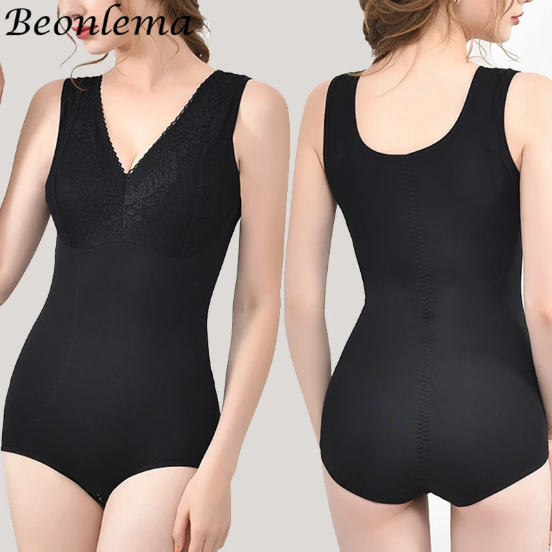 Fleece Thermal Underwear Tummy Control Belly Fat Burner Removable Chest Pad Widened Shoulder Strap 3 Rows Hook Bodysuit