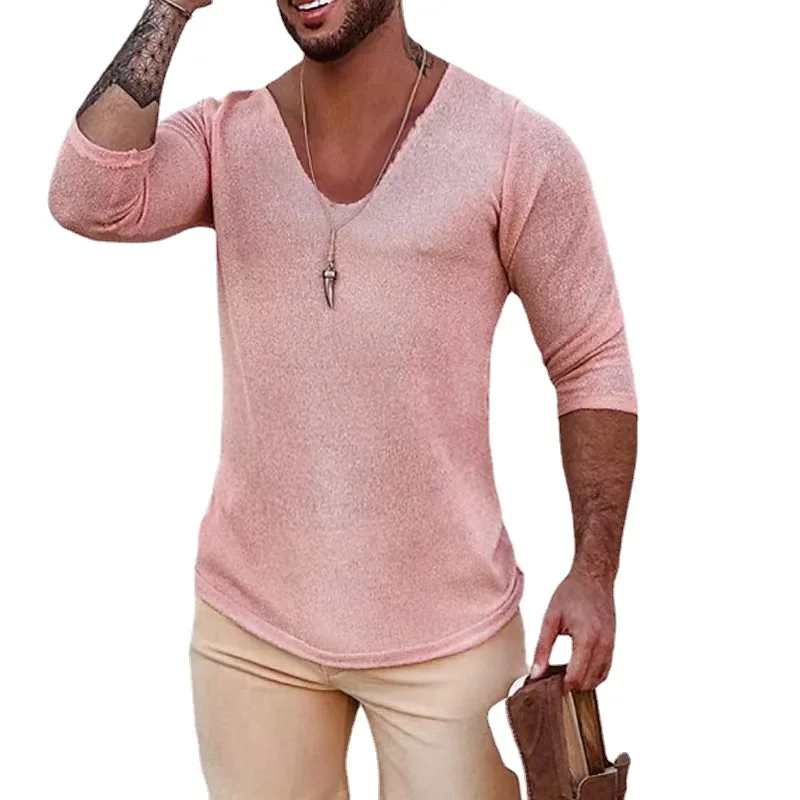 Luxury Fashion Spring/Summer Autumn New Collection Long Sleeve Thin Size Large V-neck Men's Sweater Knitted Top