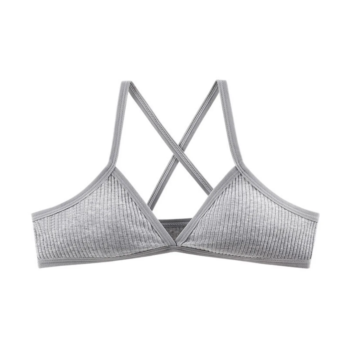 Japanese style unpadded bra sexy deep v triangle cup cross back bra tops comfortable cotton women bras