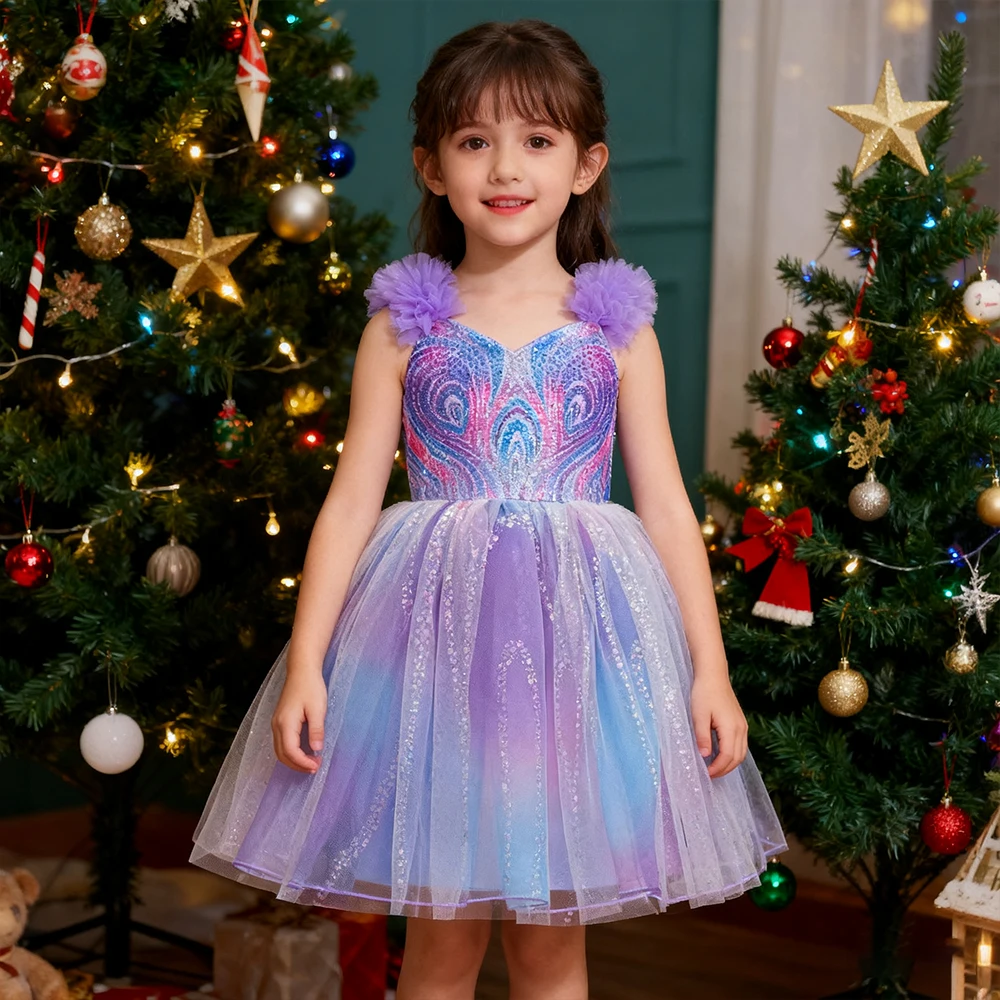 

Shiny Christmas Evening Dress Wicked Glinda Cosplay Costumes Elegant Girls Party Dresses Xmas Princess Dress Girl Birthday Dress