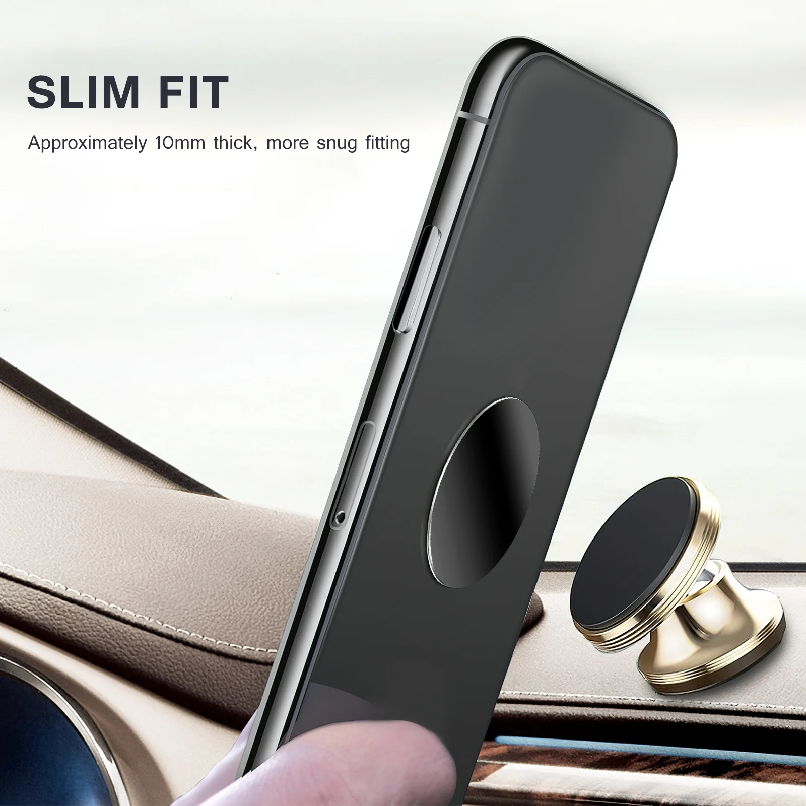 12 Pcs Cell Phone Auto Magnetic Plate Metal Sticker Self-adhesive Car Holder Mount Stainless Iron Black Electroplating for