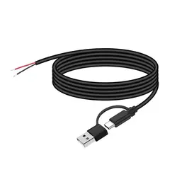 USB Type-C 2 Core Pigtail Cable, 5V USB-C to 2Pin Bare Wire Open End Extension Cable for DIY Replacement or Repair Power Cable