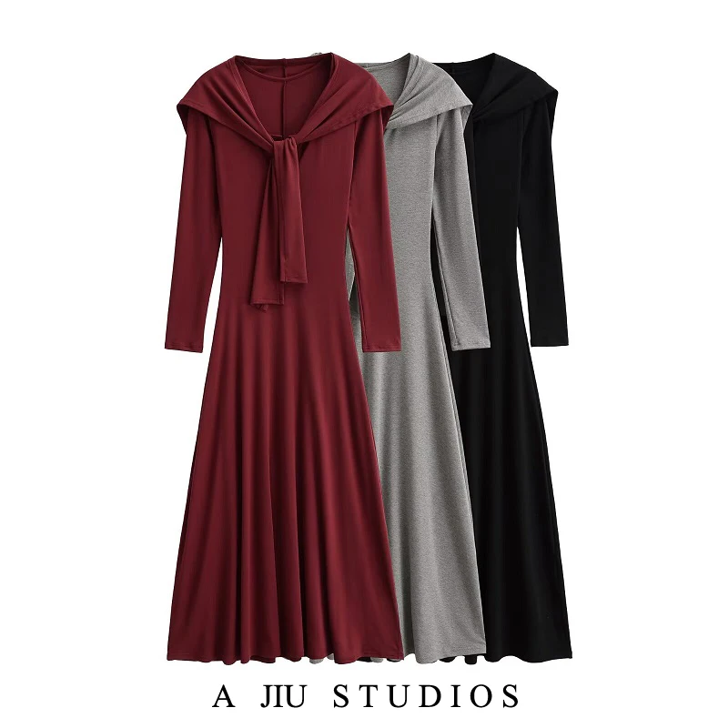 الكورية Sle طويلة Sve V-Ne محبوك الدكتور مع awl التخسيس الخصر تصميم ل أوائل الخريف المرأة Faion لباس غير رسمي