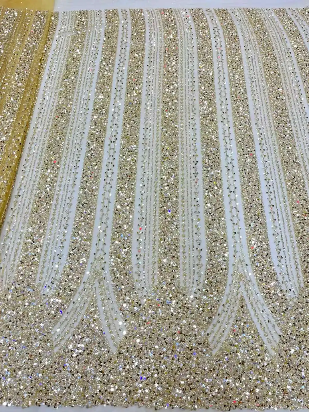 African Heavy Beaded Lace Fabric 2023 High Quality Nigerian Sequin Pearl Lace French Tulle Fabric For Wedding Party Dress Sewing