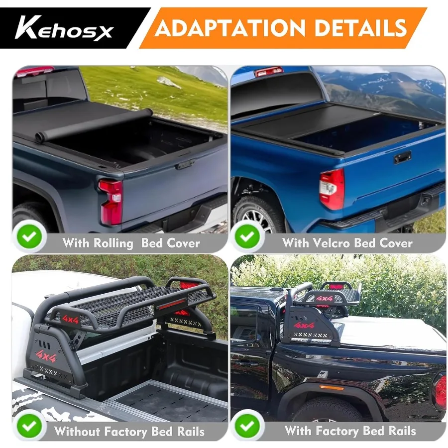 قضبان لفة لرف سرير الشاحنة العالمية مع سلة البضائع لسيارة كولورادو كانيون رينجر نيسان فرونتير تيتان تندرا دودج داكوتا هون