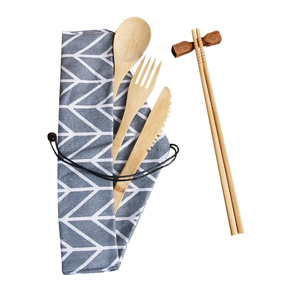 Bamboo Utensils Travel Cutlery Set Eco-Friendly Reusable Outdoor Portable Utensils Zero-Waste Bamboo Camping Flatware Set