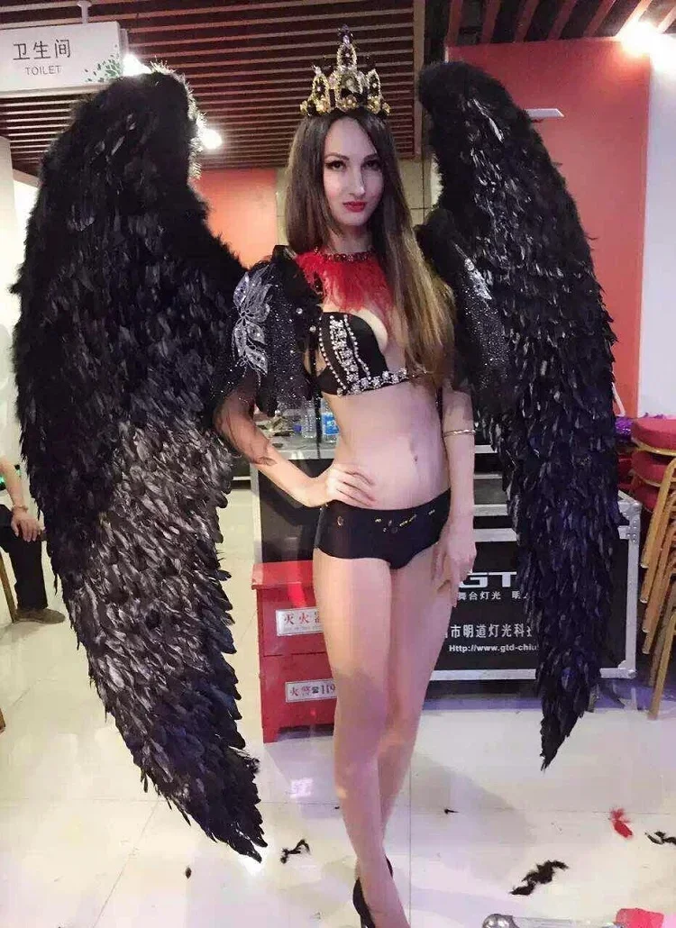 

Black large adult angel wings props catwalk show props festival Angel Feather wing cosplay costume Halloween Christmas party