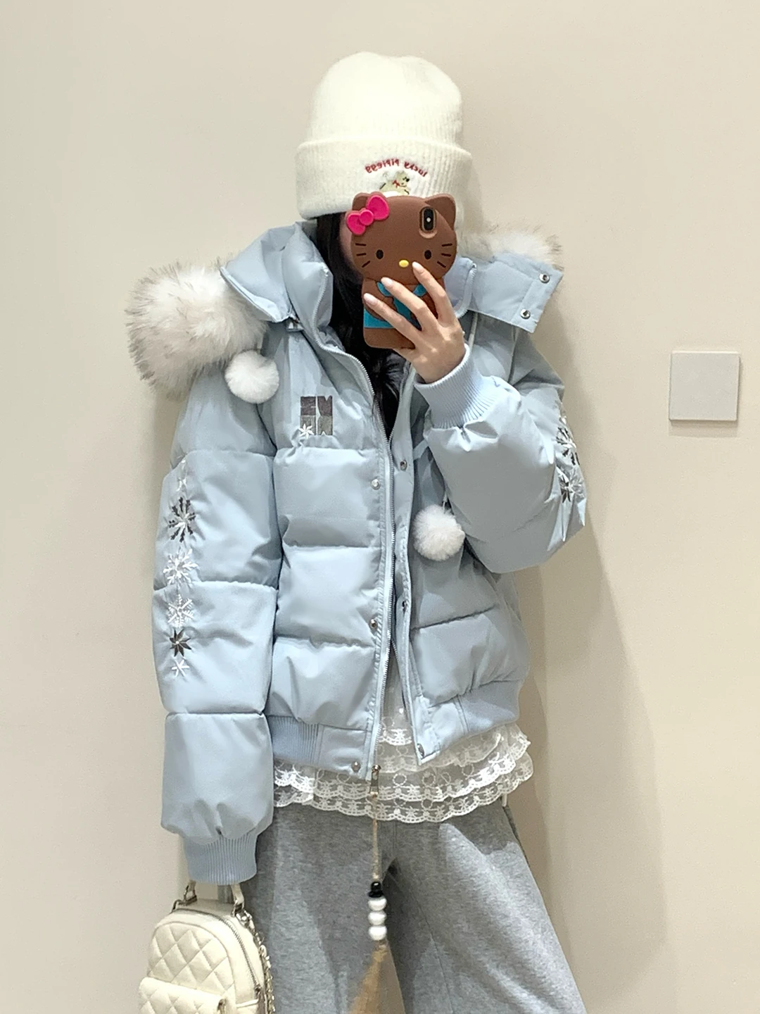 Thickened Winter Cotton Jacket Hooded Women's Loose Warm Coat Small Size Bread Style Casual Wear Zipper Closure Side Pocket
