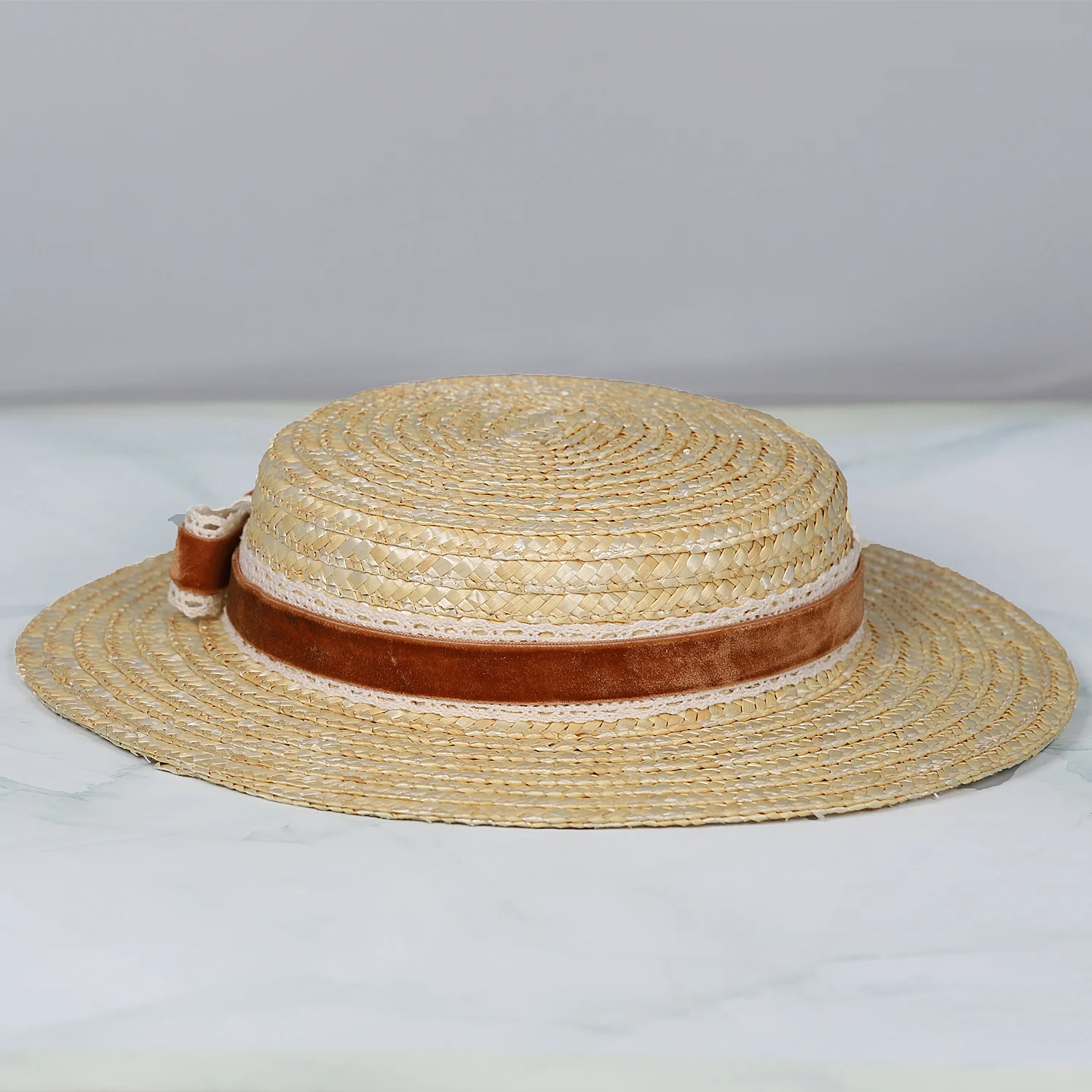 FS Outdoor Sunshade Travel Short Brim Straw Hat With Crochet Ribbon Formal Party Wedding Church Hats For Women Elegant Sun Cap