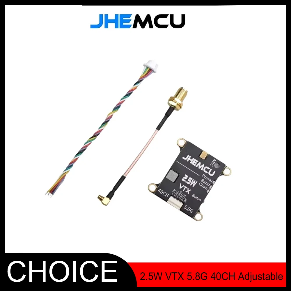 

JHEMCU 2,5 Вт VTX 5,8G 40 каналов, регулируемый — встроенный микрофон, радиатор, 2-6S, 30x30 мм для самолетов дальнего действия FPV