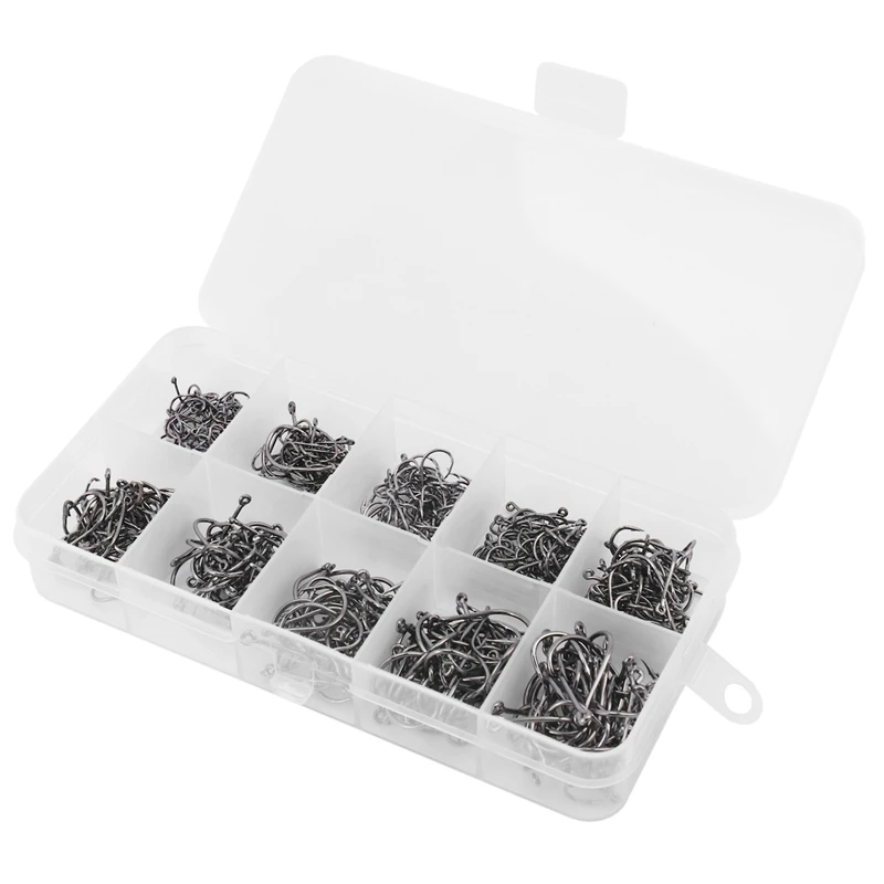 500Pcs/Set Mixed Size  3-12 High Carbon Steel Carp Fishing Hooks Pack With Hole With Retail Box Jigging Bait