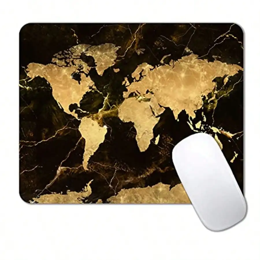 

Square Mouse Pad, World Map Mouse Pad, Black Gold Marble Mousepad, Non-Slip Rubber Mouse Pad, Vintage Map Design Mouse Pads For Office, Work, Men, 9.5 X 7.9 Inch