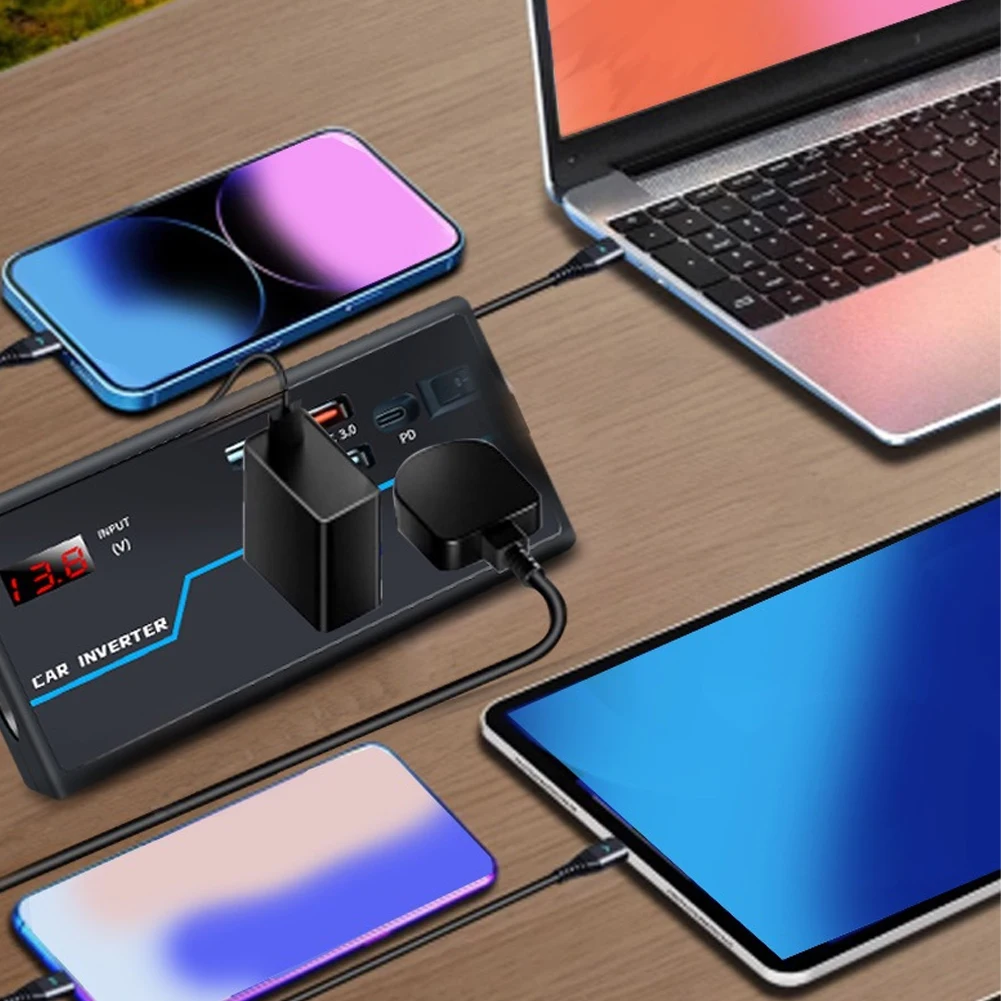 

200 Вт преобразователь зарядное устройство 12 В/24 В до 110/220 В USB автомобильный адаптер автомобильный преобразователь напряжения для путешествий по дороге кемпинг зарядка