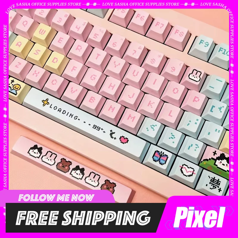 

Pixel Baby Theme Keycap Cherry 140key Koa 143key Pbt Keycap Customization Cartoon Cute Keycap For Girls Office Keyboard Gifts