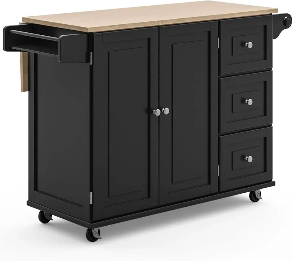 Dolly Madison Kitchen Cart with Wood Top and Drop Leaf Breakfast Bar