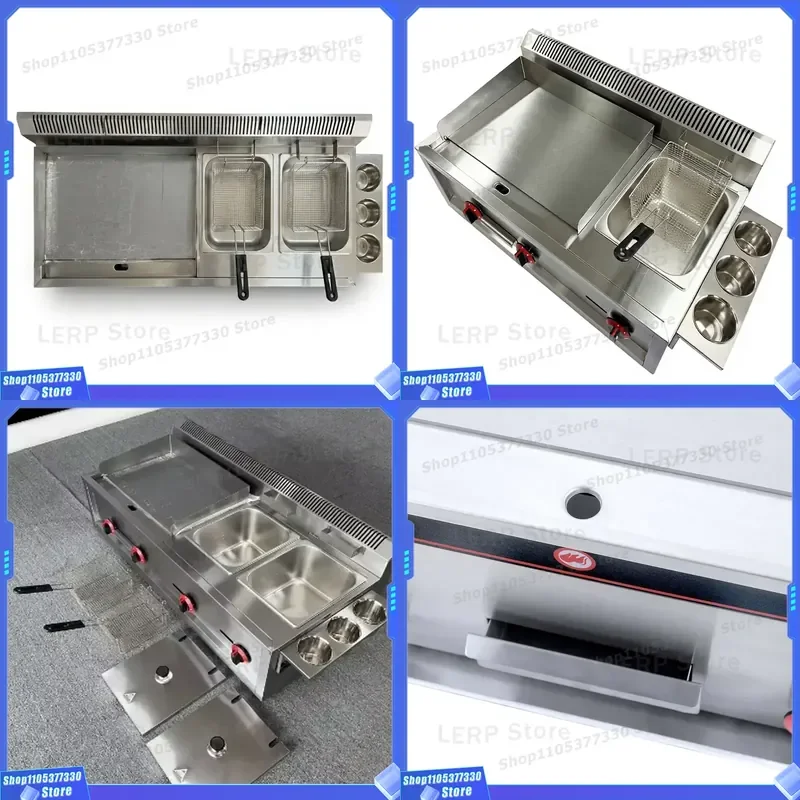 Commercial Stainless Steel Gas Frying Pan With 2 Slots Flat Fryer For Restaurant Kitchen Equipment Direct Factory Price Heavy