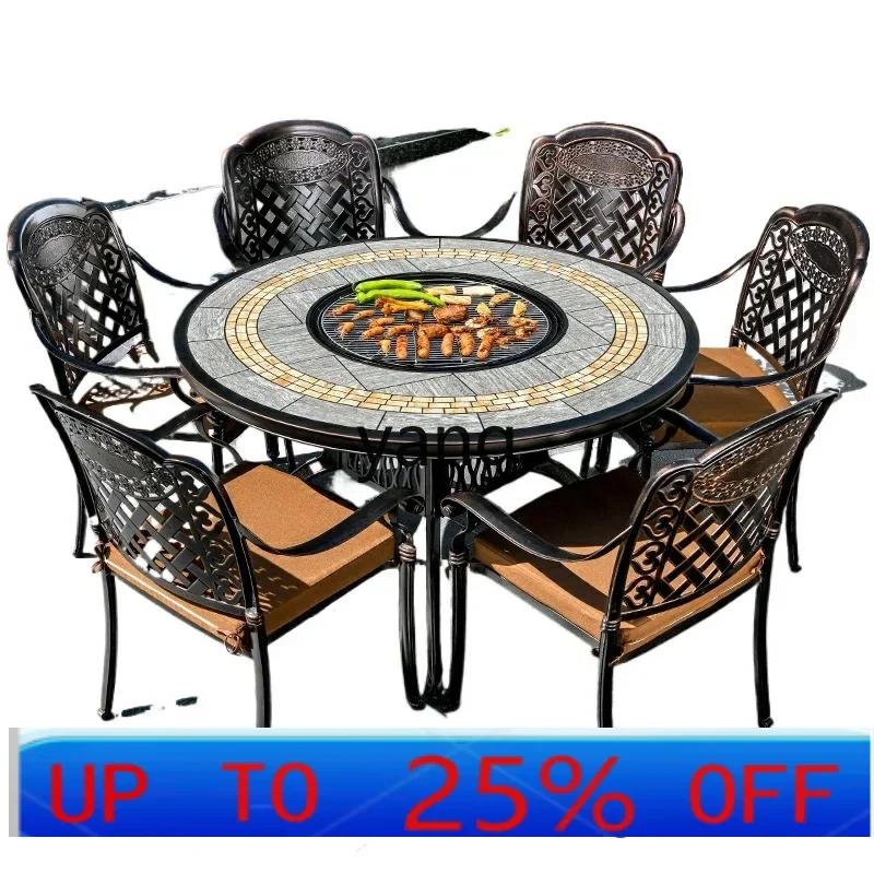 LTT outdoor tables and chairs cast aluminum electric barbecue electric smokeless barbecue tables and chairs