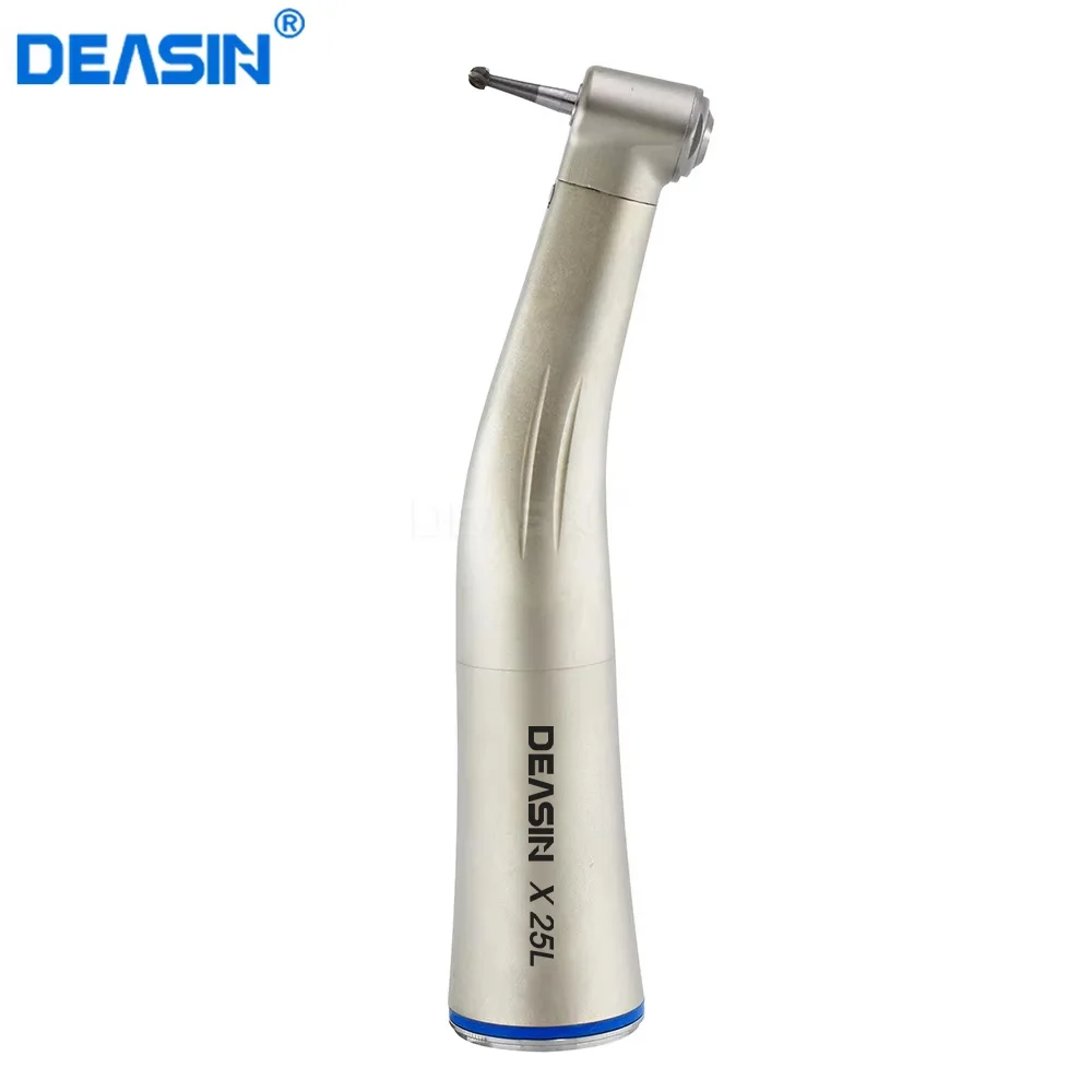 Dental Low Speed Handpiece Contra Angle Blue Ring X25 X25L 1:1 Internal Water Spray Fiber Optical Handle