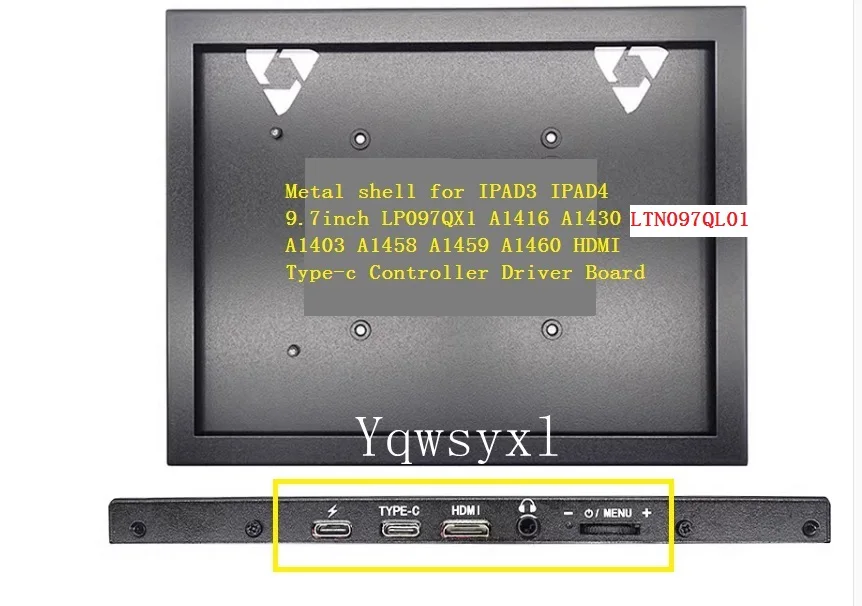 Metal shell For IPAD3 IPAD4 Drive Board Type-c HDMI (driver board not include)A1416 2048x1536 LCD Display Screen A1430 A1403