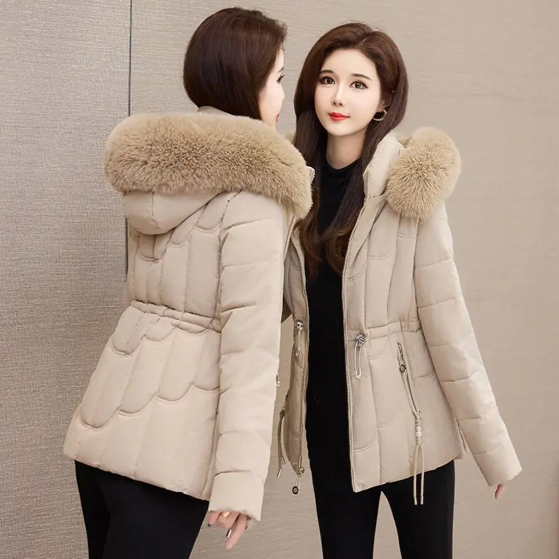 2025 New Winter Coat Women Long Parka Jacket Fur Collar Loose Long Coats Wool Liner Jackets Thick Warm Snow Wear Padded Outwear