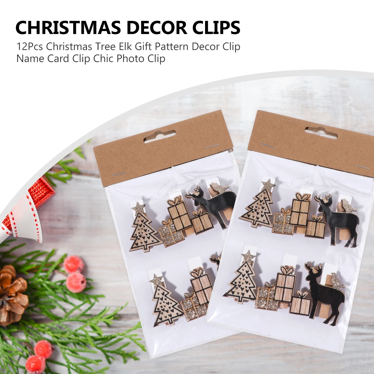

Wooden Elk Gift Clips Christmas Decor Mini Photo Holder Memo Table Number Name Clip Graduation Party Wedding Birthday Decoration