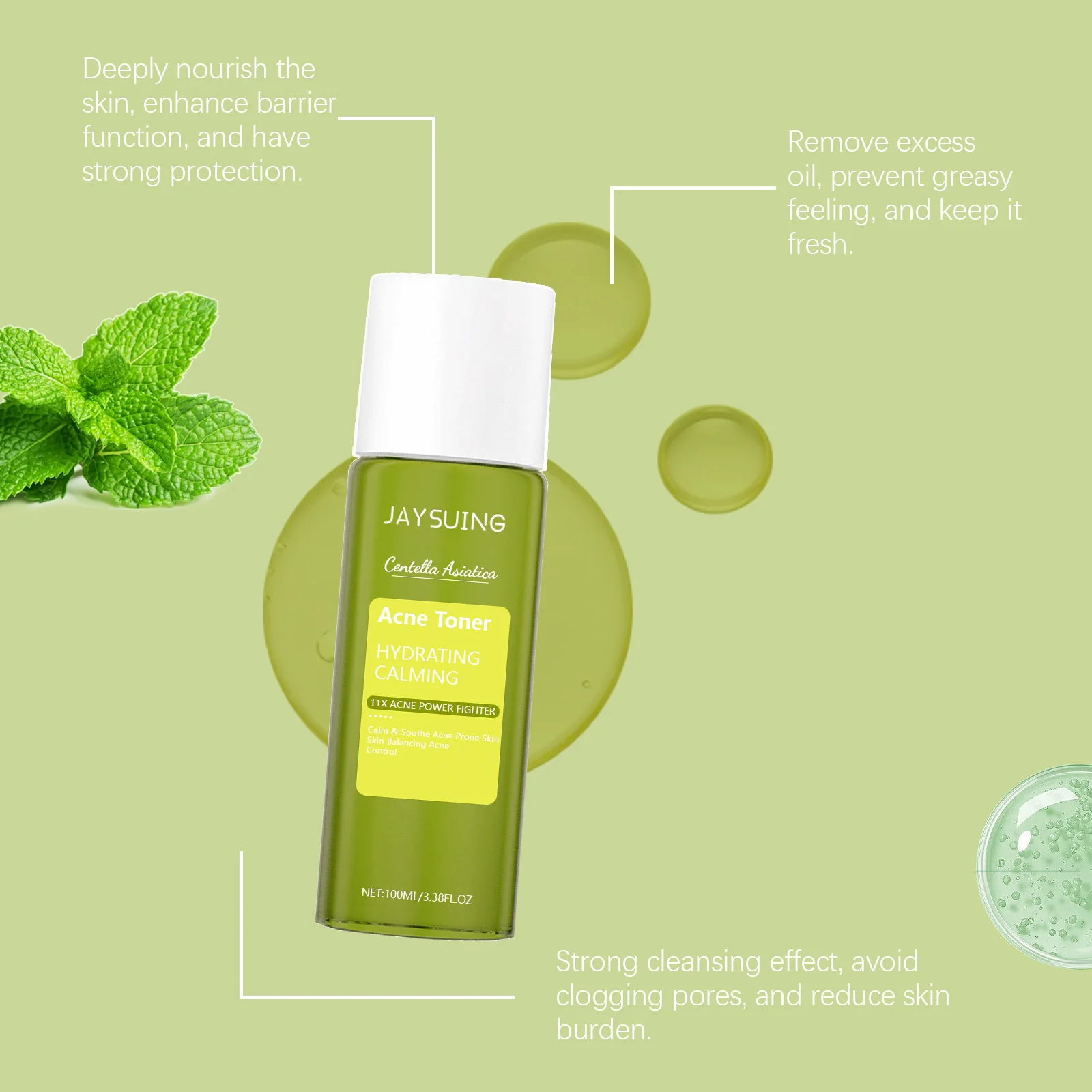 تونر كينتيللا اسياتيكا مرطب ومهدئ لتفتيح زيت الوجه والتحكم في المسام النظيفة وتقليل الخطوط الدقيقة تونر منعش للوجه