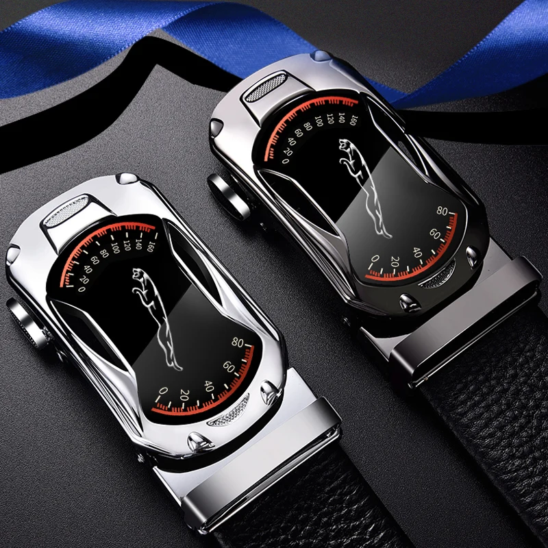 Belts for 3.5cm Width Sports Car Brand Fashion Automatic Buckle Black Genuine Leather Men\'s Jeans High Quality Waist Male Strap