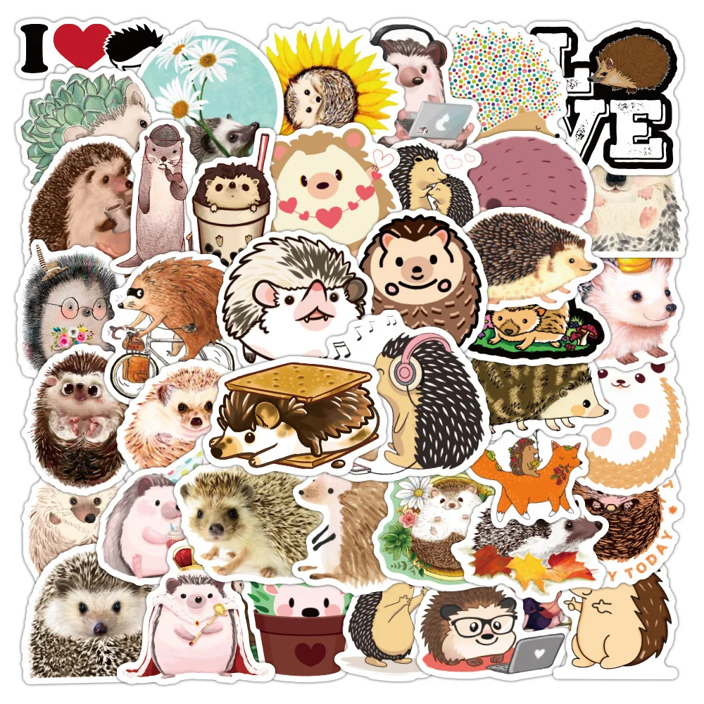 

10/30/50pcs Hedgehog Cartoon Graffiti Stickers Kawaii Cute Animal Waterproof Phone Diy Laptop Suitcase Motorcycle Decal Sticker