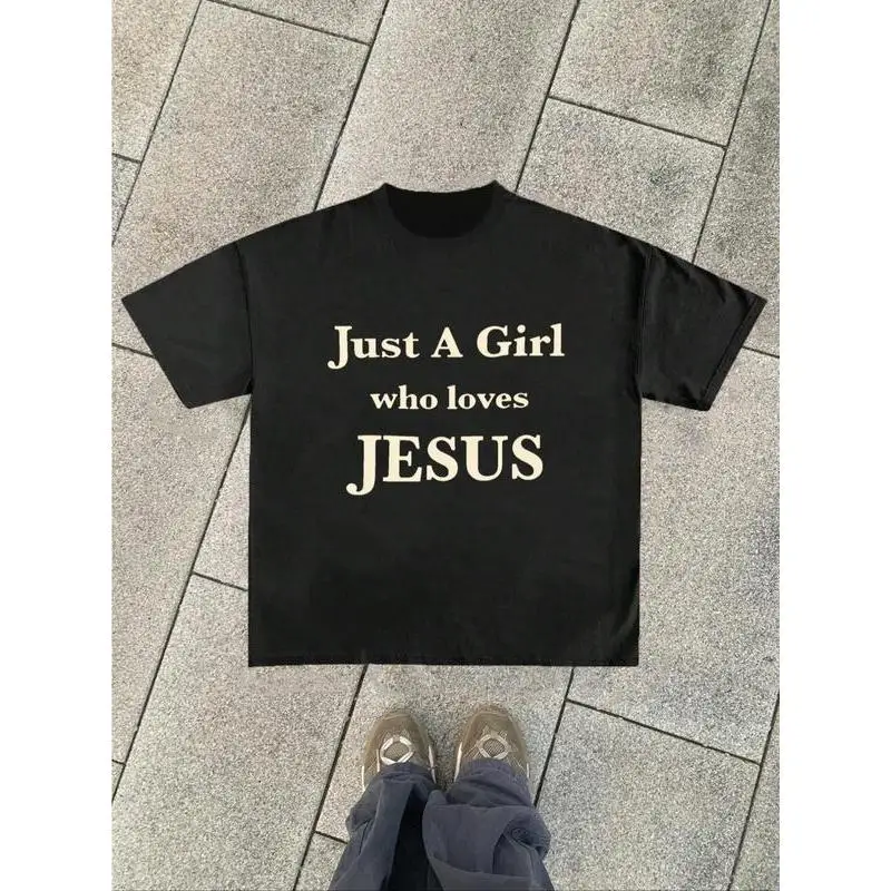 

"Just A Girl Who Loves Jesus T-Shirt for Women | Christian Faith Quote Graphic Tee | Religious Jesus Gift | Minimalist Top"