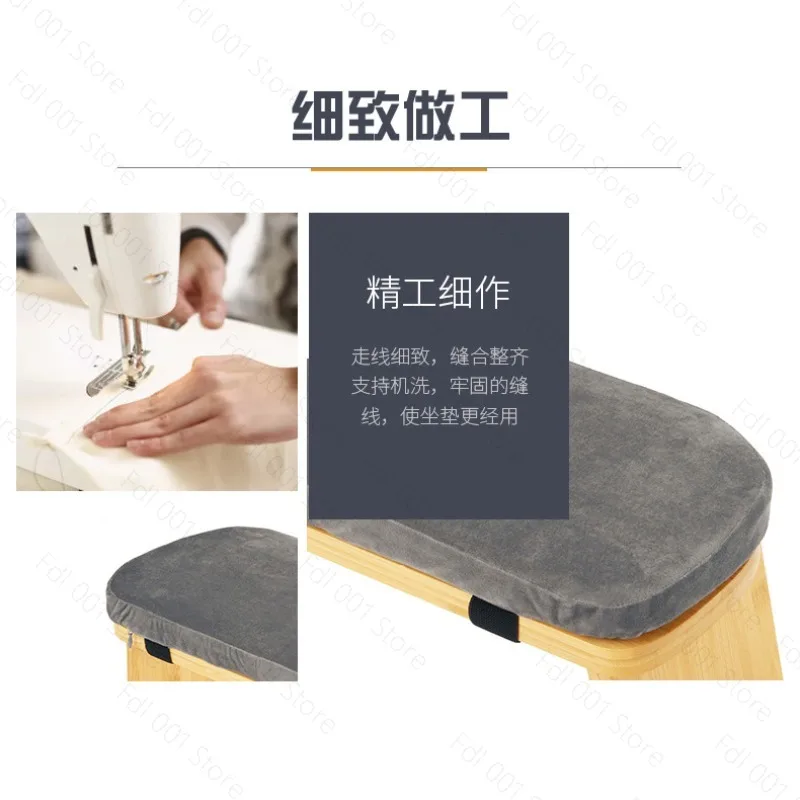 Wooden Yoga Block Meditation Cushion Foldable Kneeling Stool for Stretching