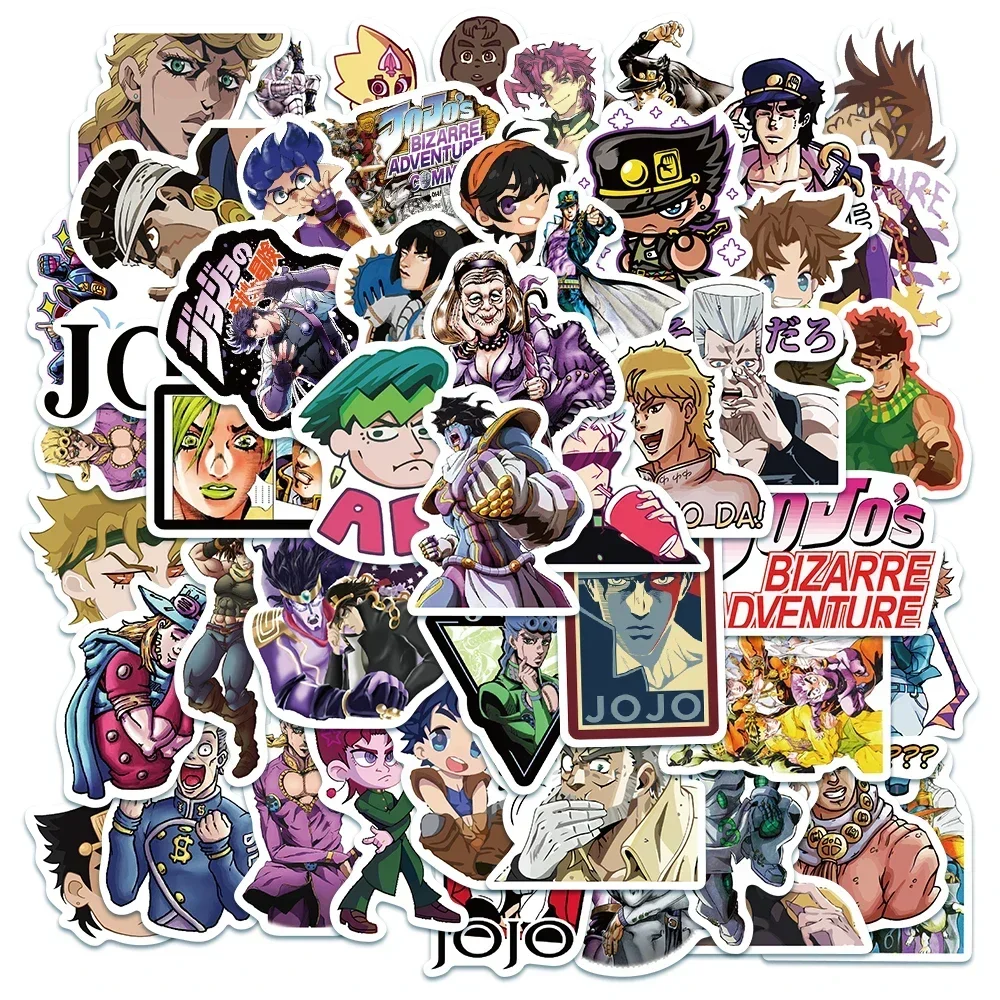 50pcs Anime JoJos Bizarre Adventure Cartoon Stickers for DIY Guitar Suitcase Skateboard Laptop Phone Decals Sticker Kids Toys