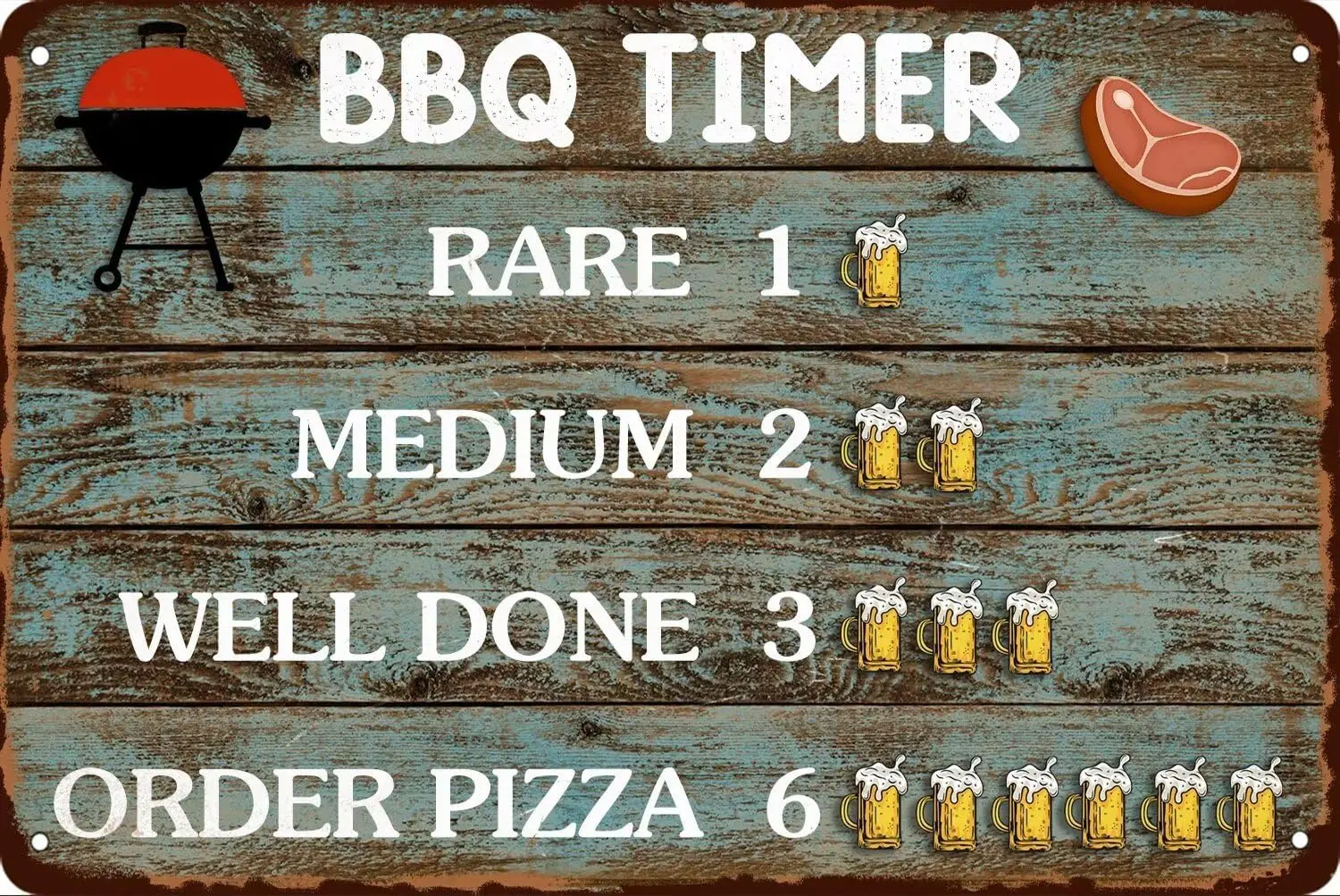 1v,Funny BBQ Quote Metal Signs BBQ Timer Tin Sign Vintage Outdoor Grilling Signs For Backyard Bar Decor Barbecue Plaques Accesso
