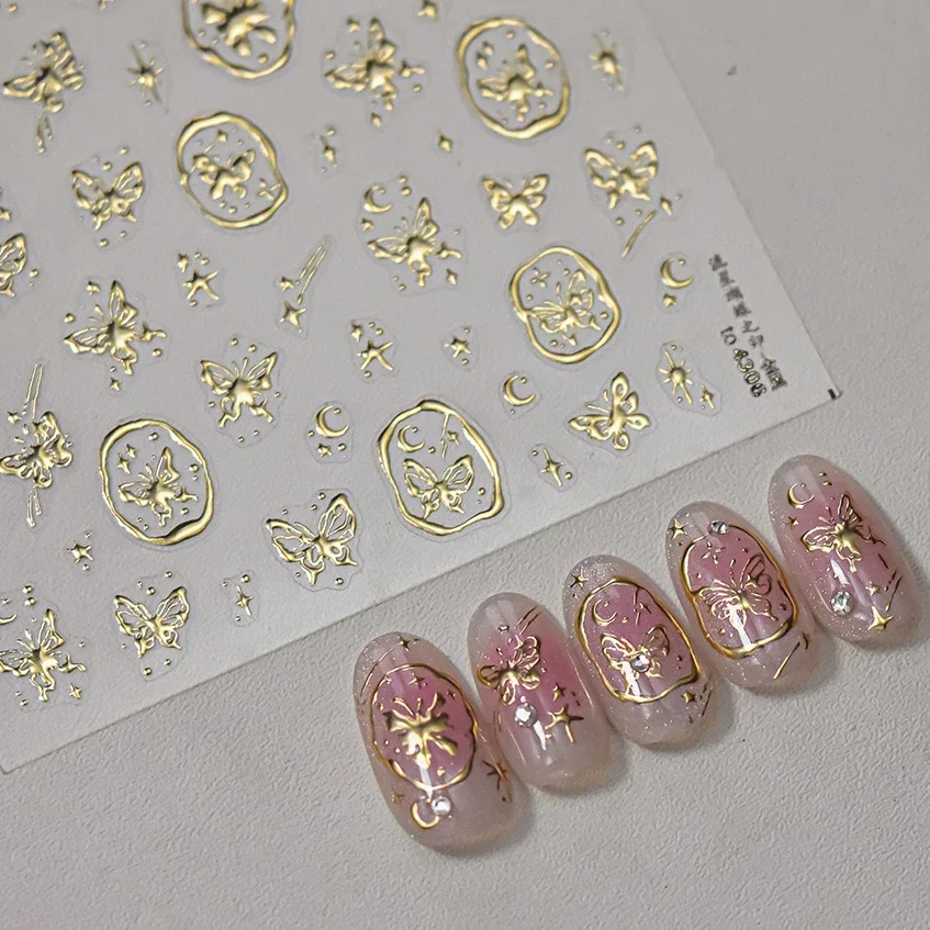 Chic Stamp Butterfly Meteor Moon Star Charm Totem Nail Art Decoration Sticker Rhinestone Laser Hot Stamping Totem Manicure Decal