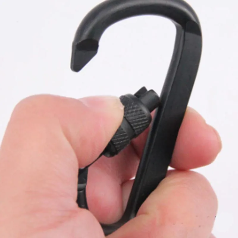 1Pc 7cm Aluminum Alloy Carabiner Black D-Ring Key Chain Clip Camping Keyring Snap Hook Outdoor Travel Kit GYH