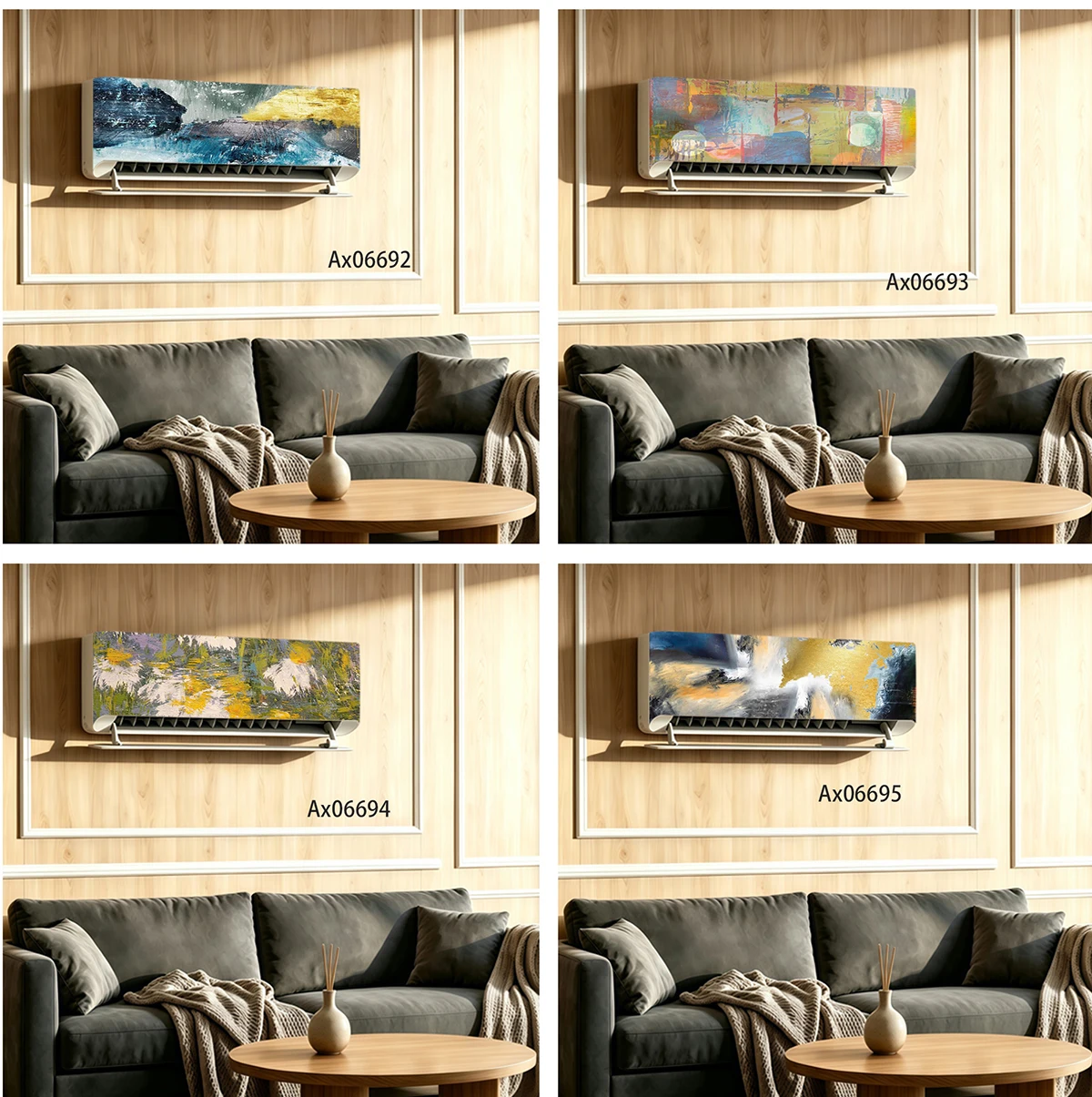 Autocollant mural abstrait effet texture peinture à l'huile à pinceaux épais, motif climatiseur, imperméable et auto-adhésif
