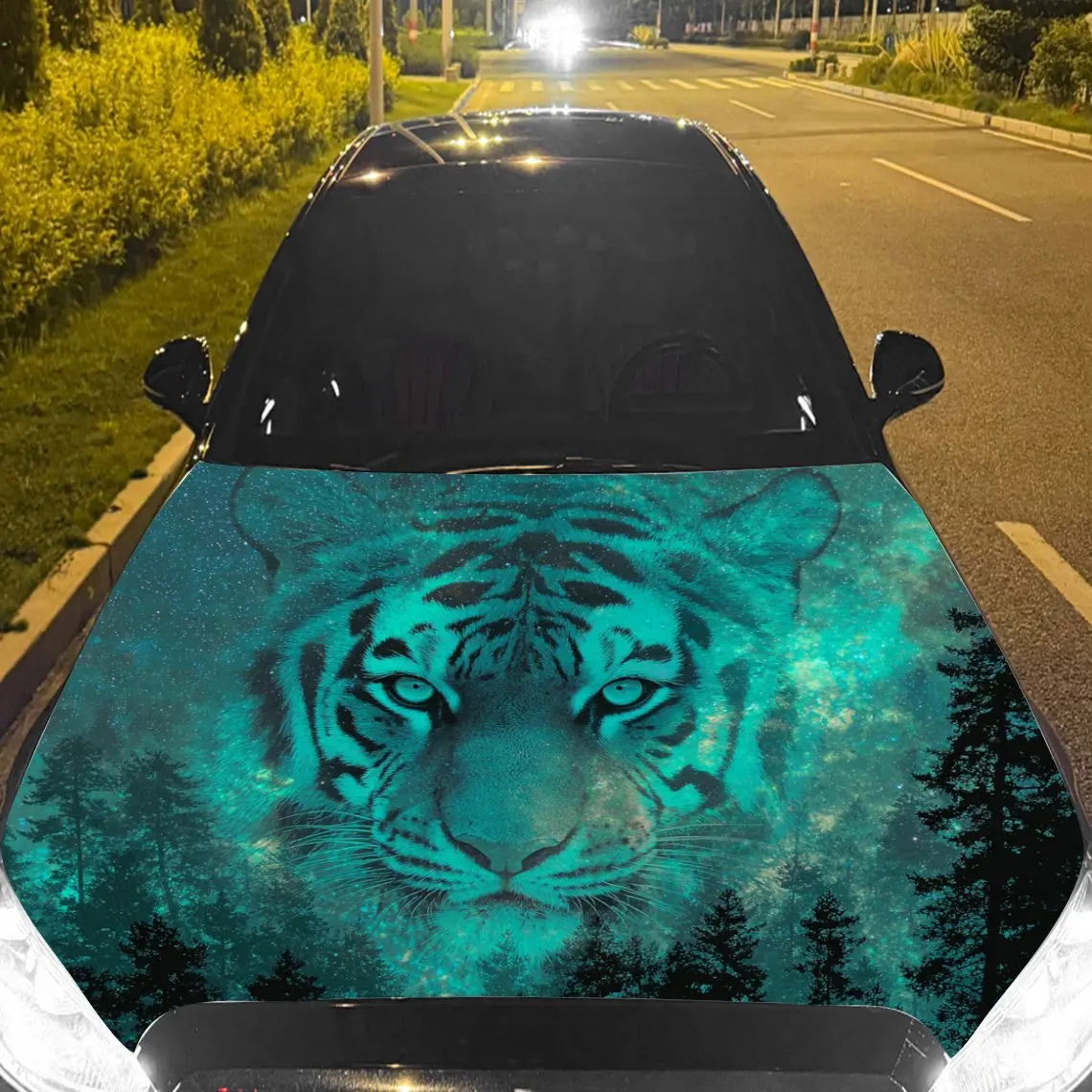 

Звезда - Виниловая пленка для автомобиля Night Jungle Tiger, водонепроницаемая наклейка на капот автомобиля из ПВХ, самоклеящиеся устойчивые к царапинам наклейки для